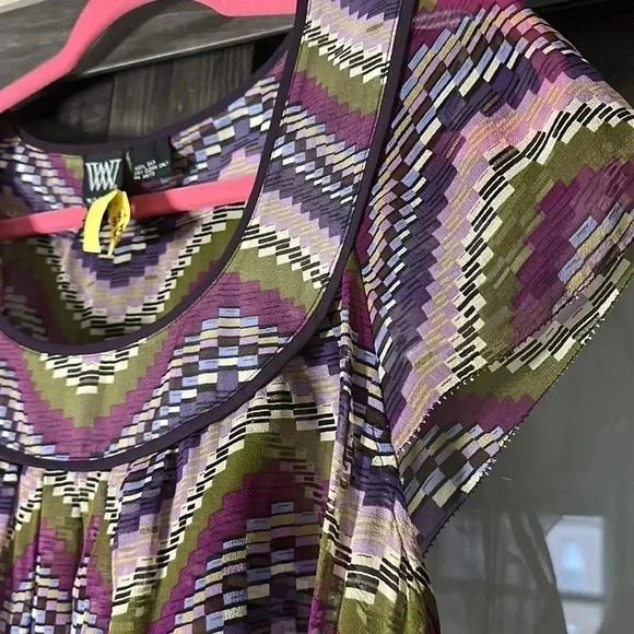 WORTH silk chevron top, Size Large - Picture 3 of 5